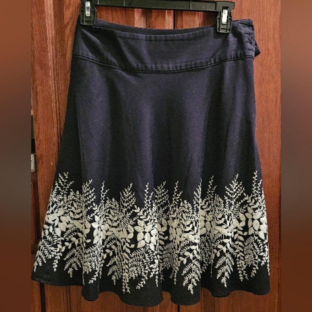 Black Floral A-Line Skirt